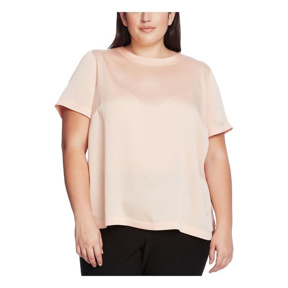 VINCE CAMUTO Tops - VINCE CAMUTO Womens Coral Short Sleeve Jewel Neck Top Plus 1X
